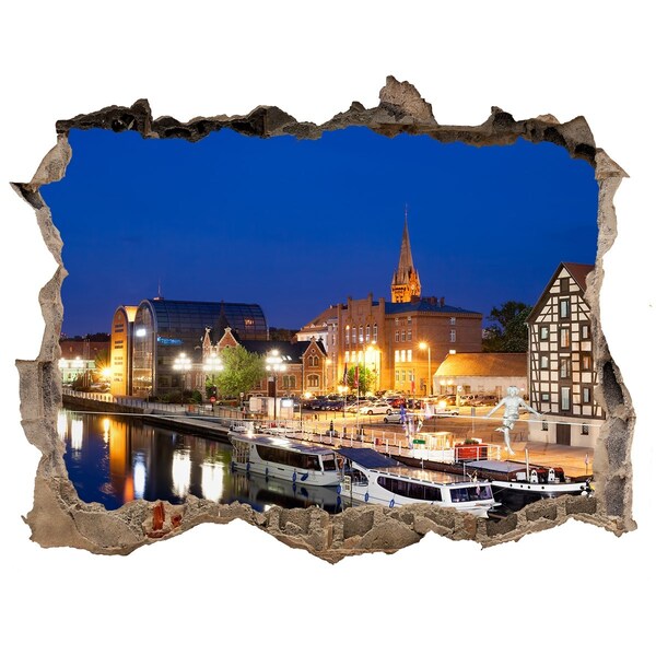 Fototapeta díra na zeď 3D Noční pohled na město u řeky