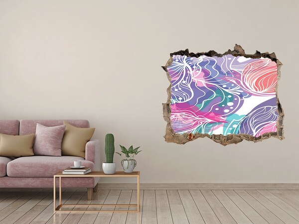 3D díra na zeď Díra ve zdi Květinové vzory