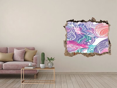 3D díra na zeď Díra ve zdi Květinové vzory