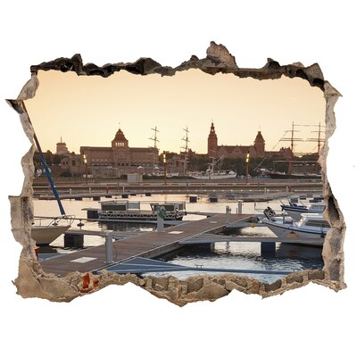 Fototapeta díra na zeď 3D Přístav v zapadajícím slunci