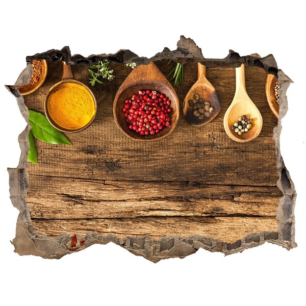 Samolepící nálepka Kuchyňské koření na dřevěné desce