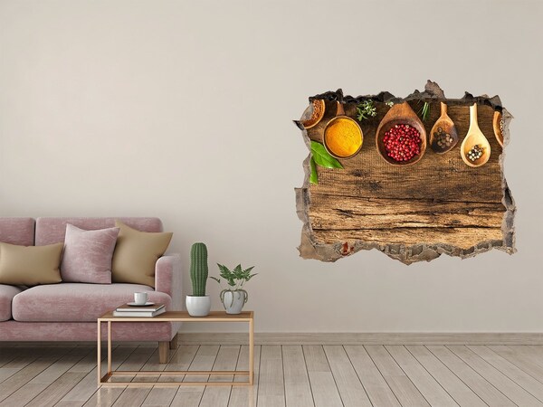 Samolepící nálepka Kuchyňské koření na dřevěné desce