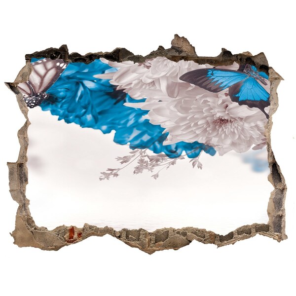 Samolepící díra na stěnu Květinová krajina s motýly