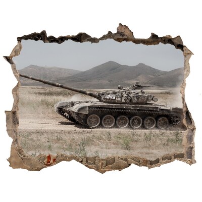 Fototapeta díra na zeď Tank na poušti