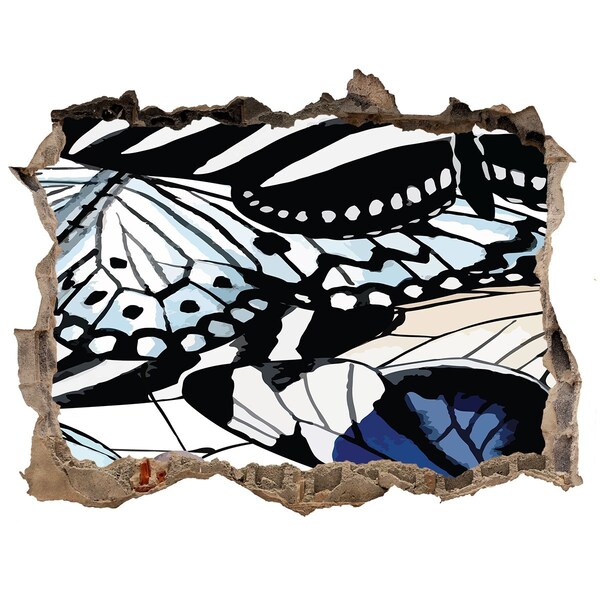 Díra 3D foto tapeta nálepka Motýli v barevné kompozici