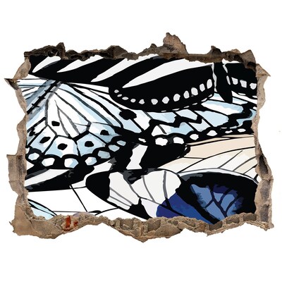 Díra 3D foto tapeta nálepka Motýli v barevné kompozici