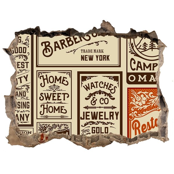 Fototapeta díra na zeď Stylové vintage plakáty na zdi pozadí