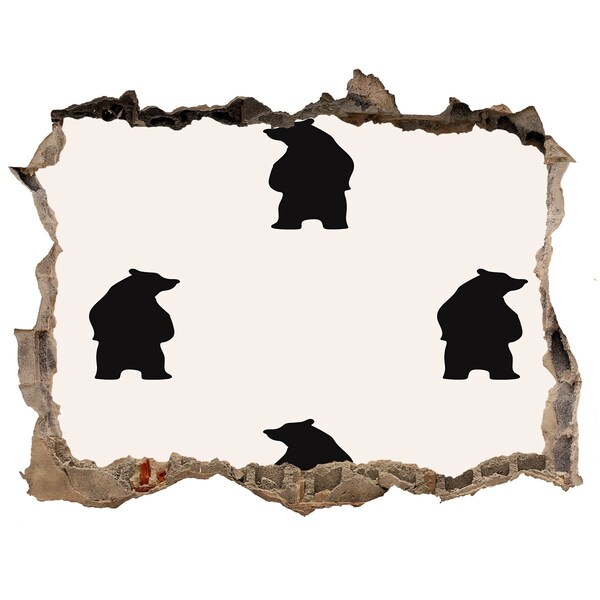 Díra 3D foto tapeta nálepka Černí medvědi u zničené zdi