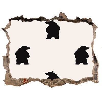 Díra 3D foto tapeta nálepka Černí medvědi u zničené zdi