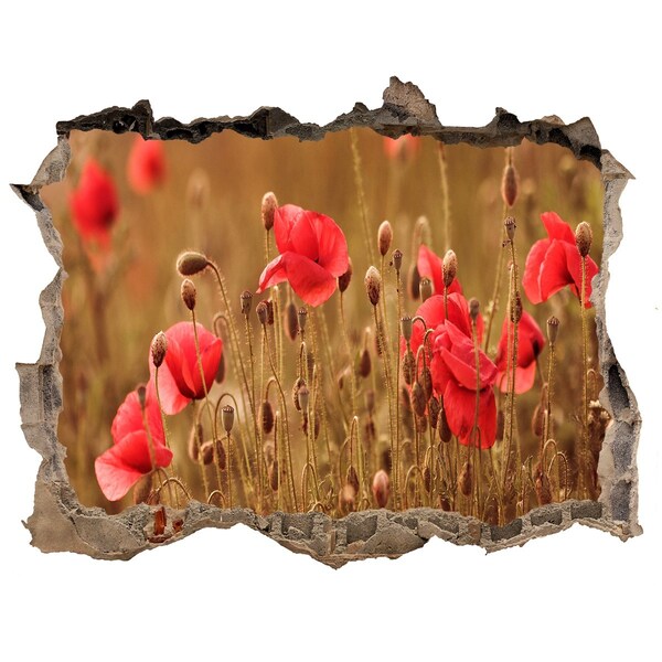 Samolepící díra na stěnu Květiny mezi zničenou zdí