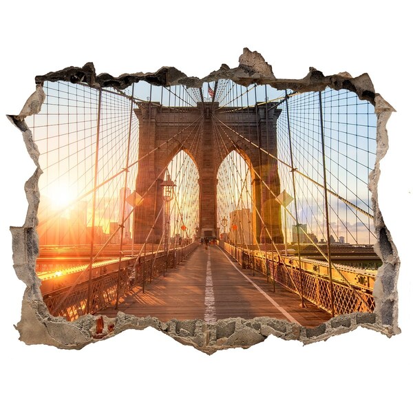 Fototapeta díra na zeď 3D Brooklynský most při západu slunce