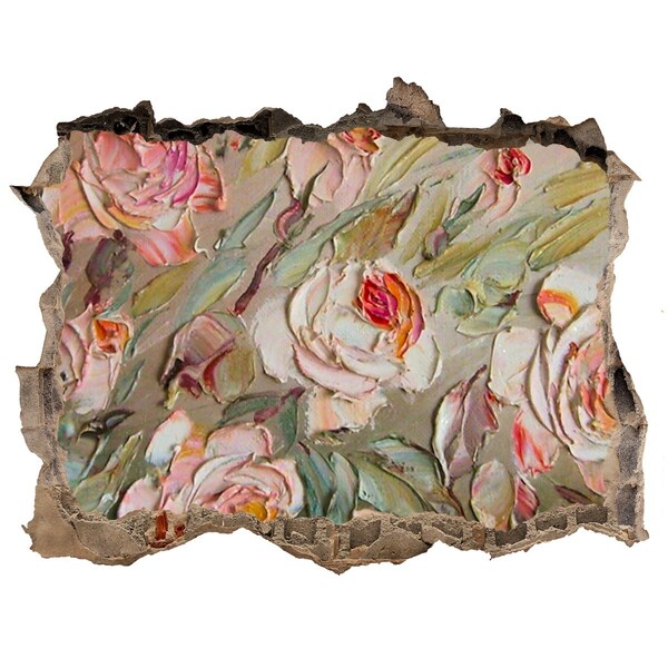 Samolepící díra nálepka beton Květinová zahrada v rozpadlé zdi