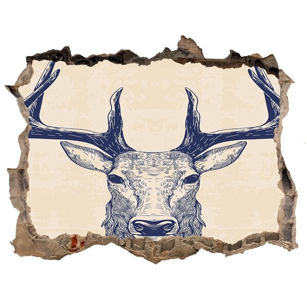 Díra 3D fototapeta na stěnu Pohybující se jelen v díře ve zdi