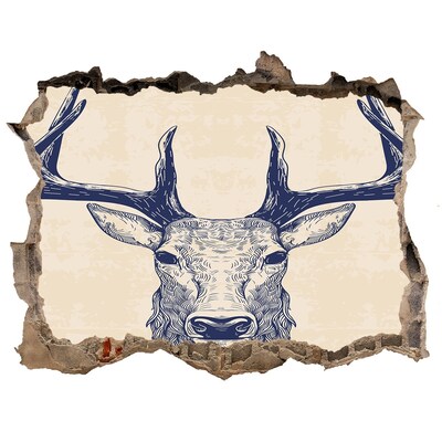 Díra 3D fototapeta na stěnu Pohybující se jelen v díře ve zdi