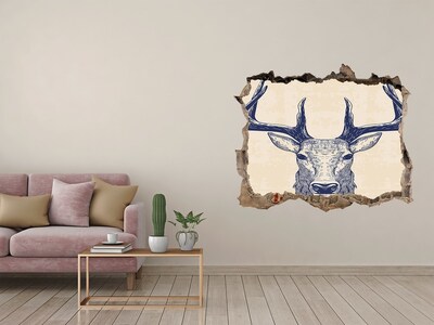 Díra 3D fototapeta na stěnu Hlava jelena