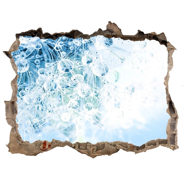 Samolepící díra zeď 3D Pampelišky v modré