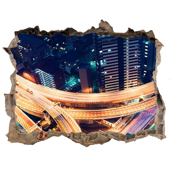 Fototapeta díra na zeď 3D Pohled na město v noci