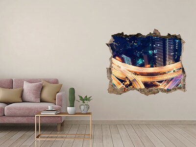 Fototapeta díra na zeď 3D Pohled na město v noci