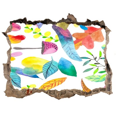 3D díra nálepka Květinová malba skrz díru ve zdi