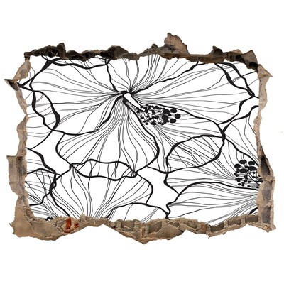 3D díra na zeď Díra ve zdi s květinovým motivem