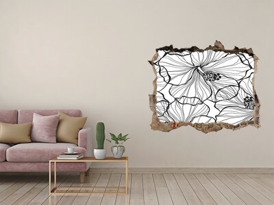 3D díra na zeď Díra ve zdi s květinovým motivem