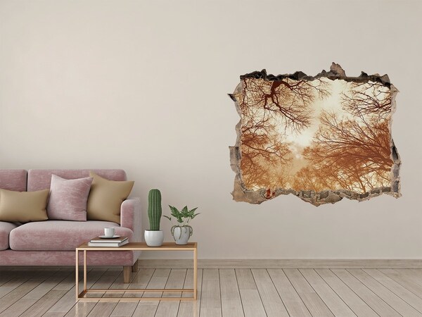 Samolepící díra na stěnu nálepka Odraz stromů ve zničené zdi