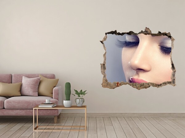 Fotoobraz díra na stěnu Smyslná tvář v rozbité zdi