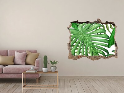 3D díra nálepka Tropické listí