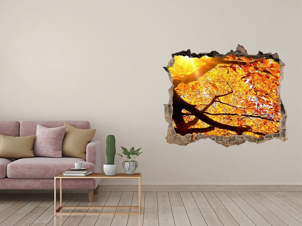 Samolepící díra na stěnu Koruna stromů podzim