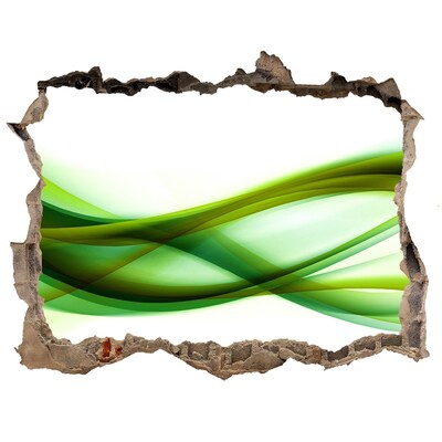 Samolepící díra zeď 3D Zelená vlna v díře ve zdi