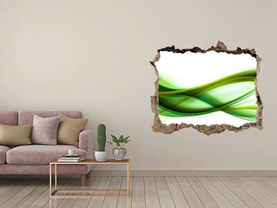 Samolepící díra zeď 3D Zelená vlna v díře ve zdi