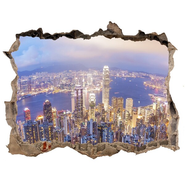 Fototapeta díra na zeď 3D Hongkong panorama