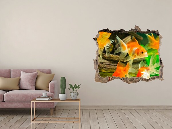 Díra 3D foto tapeta nálepka Zlaté rybky v podvodním světě