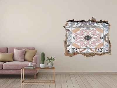 Fotoobraz díra na stěnu Opotřebovaná podlaha s barevnými dlaždicemi