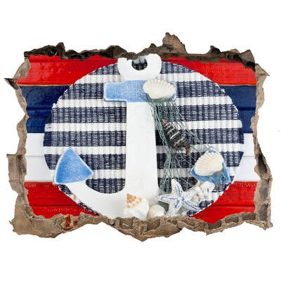 Samolepící díra zeď 3D Mořské dobrodružství s mušlemi