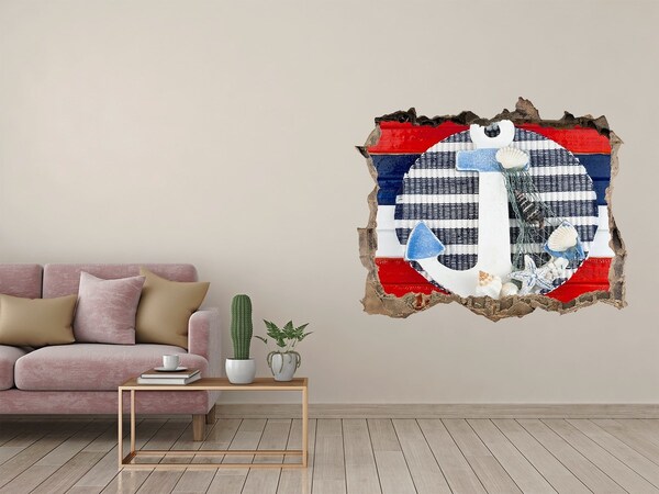 Samolepící díra zeď 3D Mořské dobrodružství s mušlemi