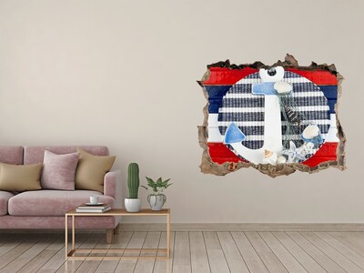 Samolepící díra zeď 3D Mořské dobrodružství s mušlemi