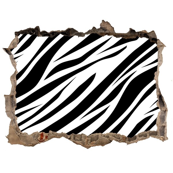 Samolepící díra zeď 3D Zebra ve zdi