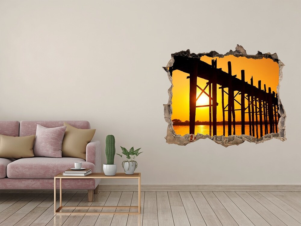 Fototapeta díra na zeď 3D Most západ slunce