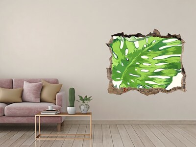 3D díra na zeď Tropické listí