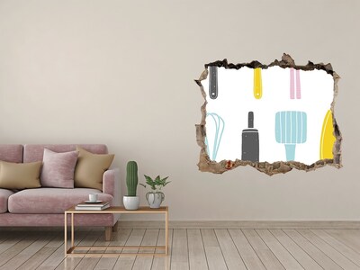 Samolepící nálepka Kuchyňské náčiní v díře ve zdi