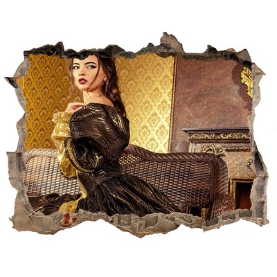 Fototapeta díra na zeď Žena v elegantních šatech ve stylovém interiéru