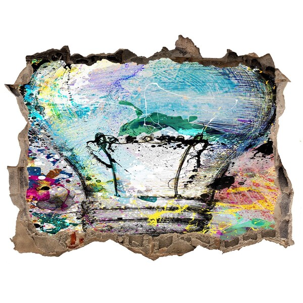 Samolepící díra na stěnu nálepka Poškozená zeď s lampou