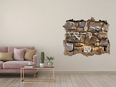 Fotoobraz díra na stěnu Zničená zeď s kameny