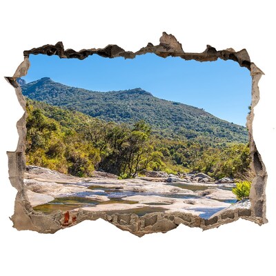 Nálepka fototapeta 3D na zeď Horská krajina za dírou ve zdi