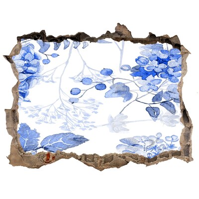 3D díra nálepka Pohled na květinu skrz díru ve zdi