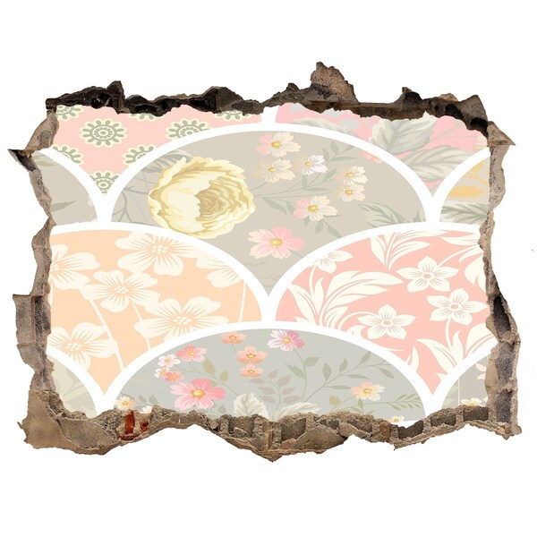 Nálepka díra na zeď Květinový vzor za poškozenou zdí