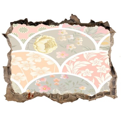 Nálepka díra na zeď Květinový vzor za poškozenou zdí