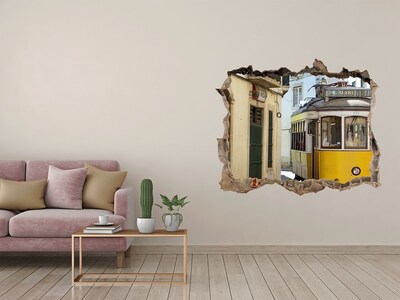 Samolepící nálepka Žlutá tramvaj v úzké ulici