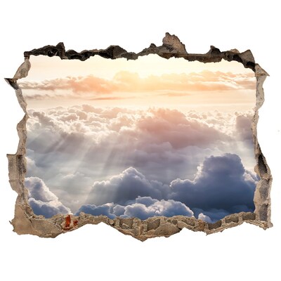 Samolepící díra na stěnu Obloha je plná mraků